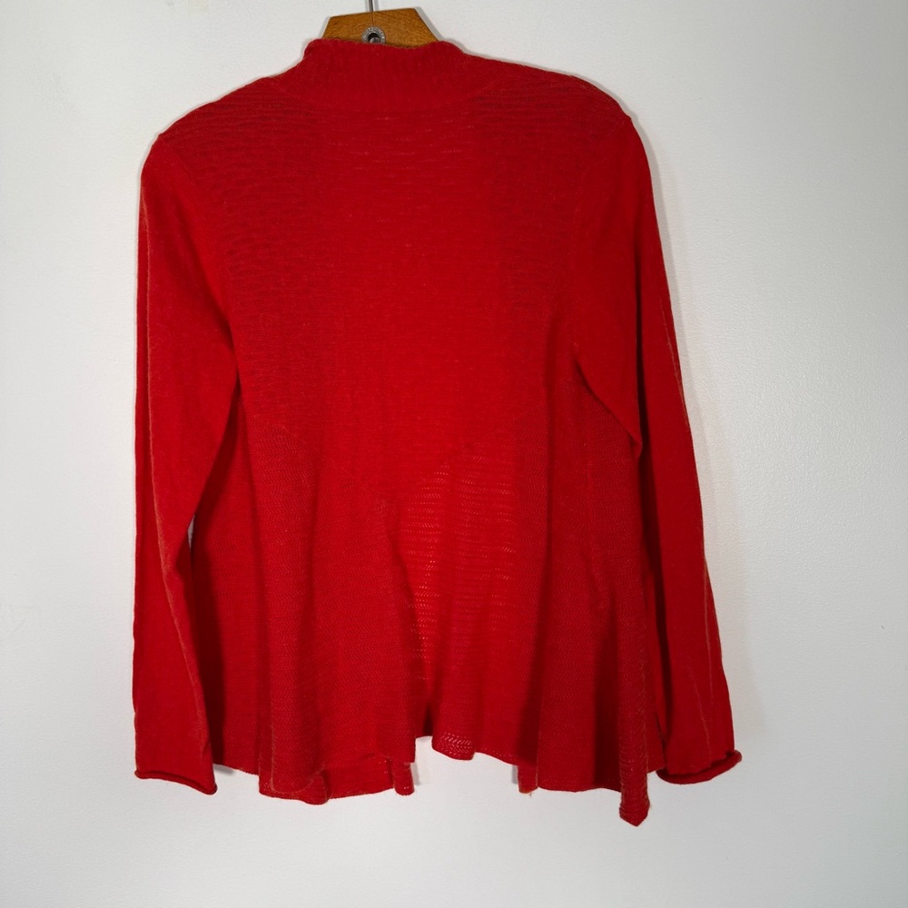 Eileen Fisher Orange Organic Cashmere Cotton Open Cardigan Pointelle S - Picture 2 of 11